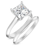 Photo of Jena 2 ct tw. Lab Grown Diamond Princess Solitaire Bridal Set 10K White Gold [BR2161W-K195]