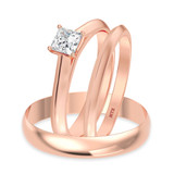 Photo of Jena 1/4 ct tw. Diamond Princess Solitaire Trio Set 14K Rose Gold [BT2230R-P023]