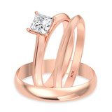 Photo of Jena 1/2 ct tw. Lab Grown Diamond Princess Solitaire Trio Set 14K Rose Gold [BT2160R-C000]
