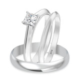 Photo of Jena 1/4 ct tw. Diamond Princess Solitaire Trio Set 14K White Gold [BT2230W-P023]