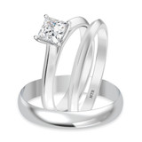 Photo of Jena 1/2 ct tw. Lab Grown Diamond Princess Solitaire Trio Set 14K White Gold [BT2160W-C000]