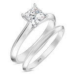 Photo of Jena 3/4 ct tw. Diamond Princess Solitaire Bridal Set 14K White Gold [BR2231W-P070]