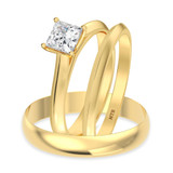 Photo of Jena 1/2 ct tw. Lab Grown Diamond Princess Solitaire Trio Set 10K Yellow Gold [BT2160Y-C000]