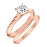 Photo of Jena 3/4 ct tw. Diamond Cushion Solitaire Bridal Set 10K Rose Gold [BR2235R-U070]