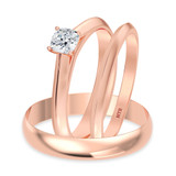 Photo of Jena 1/4 ct tw. Diamond Cushion Solitaire Trio Set 10K Rose Gold [BT2234R-U023]