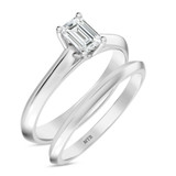 Photo of Jena 1/2 ct tw. Diamond Emerald Solitaire Bridal Set 10K White Gold [BR2200W-E045]