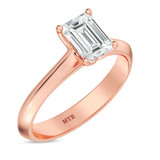 Photo of Jena 1 ct tw. Diamond Emerald Solitaire Bridal Set 10K Rose Gold [BT2201RE-E095]