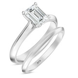 Photo of Jena 1 ct tw. Lab Grown Diamond Emerald Solitaire Bridal Set 14K White Gold [BR2170W-C000]