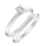 Photo of Jena 1/4 ct tw. Lab Grown Diamond Emerald Solitaire Bridal Set 14K White Gold [BR2212W-C000]