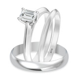 Photo of Jena 1/2 ct tw. Lab Grown Diamond Emerald Solitaire Trio Set 10K White Gold [BT1929W-C000]