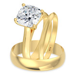 Photo of Jena 3 ct tw. Lab Grown Diamond Cushion Solitaire Trio Set 10K Yellow Gold [BT2180Y-Q295]