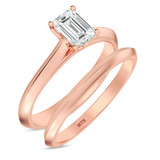 Photo of Jena 3/4 ct tw. Lab Grown Diamond Emerald Solitaire Bridal Set 10K Rose Gold [BR2213R-C000]