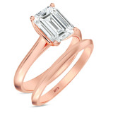 Photo of Jena 2 ct tw. Diamond Emerald Solitaire Bridal Set 14K Rose Gold [BR2202R-E195]