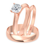 Photo of Jena 3/4 ct tw. Diamond Cushion Solitaire Trio Set 10K Rose Gold [BT2235R-U070]