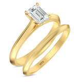 Photo of Jena 3/4 ct tw. Lab Grown Diamond Emerald Solitaire Bridal Set 14K Yellow Gold [BR2213Y-C000]