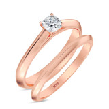 Photo of Jena 1/4 ct tw. Lab Grown Diamond Cushion Solitaire Bridal Set 10K Rose Gold [BR2220R-C000]