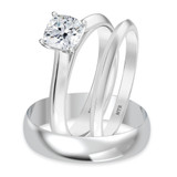 Photo of Jena 3/4 ct tw. Lab Grown Diamond Cushion Solitaire Trio Set 14K White Gold [BT2221W-C000]