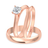 Photo of Jena 1/2 ct tw. Diamond Cushion Solitaire Trio Set 14K Rose Gold [BT2208R-U045]