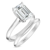 Photo of Jena 3 ct tw. Lab Grown Diamond Emerald Solitaire Bridal Set 14K White Gold [BR2172W-N295]
