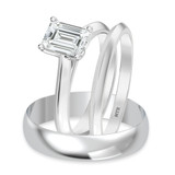 Photo of Jena 1 ct tw. Lab Grown Diamond Emerald Solitaire Trio Set 14K White Gold [BT2170W-C000]