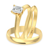 Photo of Jena 1/2 ct tw. Diamond Emerald Solitaire Trio Set 14K Yellow Gold [BT2200Y-E045]