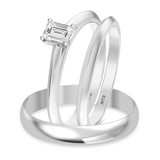 Photo of Jena 1/4 ct tw. Lab Grown Diamond Emerald Solitaire Trio Set 10K White Gold [BT2212W-C000]