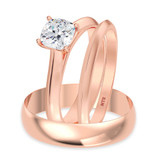 Photo of Jena 1 ct tw. Lab Grown Diamond Cushion Solitaire Trio Set 14K Rose Gold [BT2178R-C000]