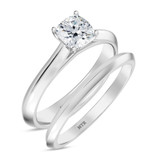 Photo of Jena 3/4 ct tw. Lab Grown Diamond Cushion Solitaire Bridal Set 14K White Gold [BR2221W-C000]