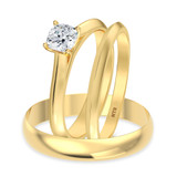 Photo of Jena 1/2 ct tw. Diamond Cushion Solitaire Trio Set 14K Yellow Gold [BT2208Y-U045]