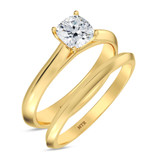 Photo of Jena 3/4 ct tw. Lab Grown Diamond Cushion Solitaire Bridal Set 14K Yellow Gold [BR2221Y-C000]