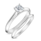 Photo of Jena 1/2 ct tw. Diamond Cushion Solitaire Bridal Set 14K White Gold [BR2208W-U045]