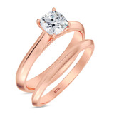 Photo of Jena 1 ct tw. Lab Grown Diamond Cushion Solitaire Bridal Set 10K Rose Gold [BR2178R-C000]