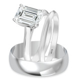 Photo of Jena 2 ct tw. Lab Grown Diamond Emerald Solitaire Trio Set 14K White Gold [BT2171W-N195]