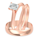 Photo of Jena 3/4 ct tw. Lab Grown Diamond Emerald Solitaire Trio Set 10K Rose Gold [BT2213R-C000]