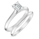 Photo of Jena 3/4 ct tw. Diamond Emerald Solitaire Bridal Set 10K White Gold [BR2227W-E070]