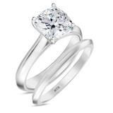 Photo of Jena 2 ct tw. Lab Grown Diamond Cushion Solitaire Bridal Set 14K White Gold [BR2179W-Q195]