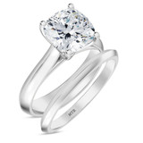 Photo of Jena 3 ct tw. Lab Grown Diamond Cushion Solitaire Bridal Set 10K White Gold [BR2180W-Q295]