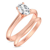 Photo of Jena 1/2 ct tw. Lab Grown Diamond Oval Solitaire Bridal Set 14K Rose Gold [BR2163R-C000]