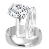 Photo of Jena 3 ct tw. Lab Grown Diamond Oval Solitaire Trio Set 10K White Gold [BT2166W-I295]