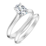 Photo of Jena 3/4 ct tw. Diamond Oval Solitaire Bridal Set 10K White Gold [BR2233W-V070]