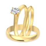 Photo of Jena 1/4 ct tw. Lab Grown Diamond Oval Solitaire Trio Set 14K Yellow Gold [BT2218Y-C000]