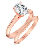 Photo of Jena 1 ct tw. Lab Grown Diamond Oval Solitaire Bridal Set 14K Rose Gold [BR2164R-C000]