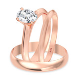 Photo of Jena 1/2 ct tw. Diamond Oval Solitaire Trio Set 10K Rose Gold [BT2192R-V045]