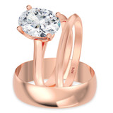 Photo of Jena 2 ct tw. Lab Grown Diamond Oval Solitaire Trio Set 14K Rose Gold [BT2165R-I195]