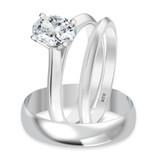 Photo of Jena 3/4 ct tw. Diamond Oval Solitaire Trio Set 10K White Gold [BT2233W-V070]