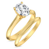 Photo of Jena 1 ct tw. Diamond Oval Solitaire Bridal Set 14K Yellow Gold [BR2193Y-V095]