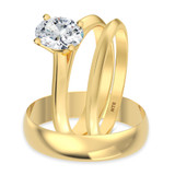 Photo of Jena 3/4 ct tw. Diamond Oval Solitaire Trio Set 10K Yellow Gold [BT2233Y-V070]