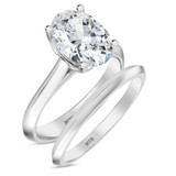 Photo of Jena 2 ct tw. Lab Grown Diamond Oval Solitaire Bridal Set 14K White Gold [BR2165W-I195]