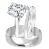Photo of Jena 2 ct tw. Diamond Oval Solitaire Trio Set 14K White Gold [BT2194W-V195]