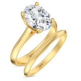 Photo of Jena 2 ct tw. Lab Grown Diamond Oval Solitaire Bridal Set 14K Yellow Gold [BR2165Y-I195]